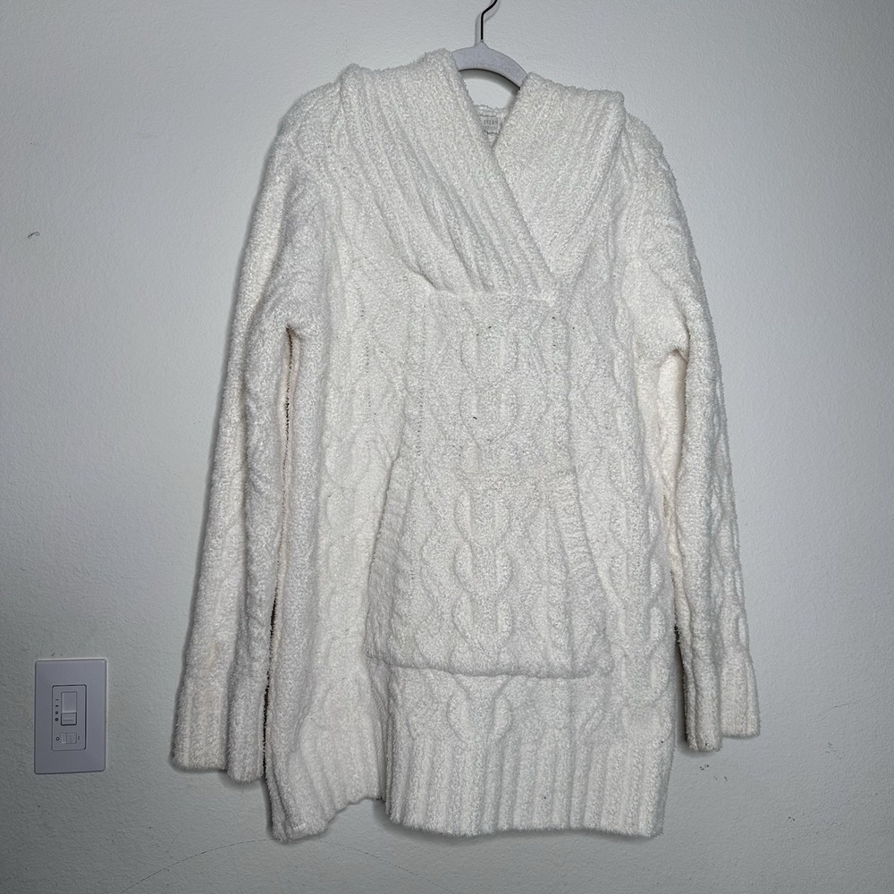 Barefoot Dreams $168 CozyChic Zig Zag‎ Cable Soft Hoodie Sweater Size S